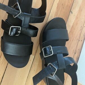 Black platform Sandals with Buckles